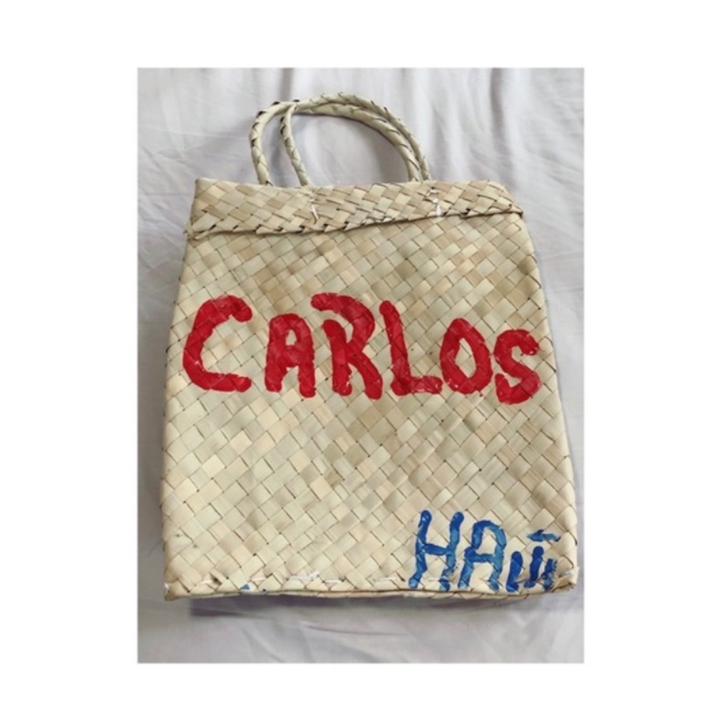 Handmade & Painted Straw Souvenir Tote